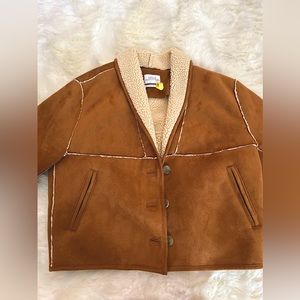 Faux suede leather coat